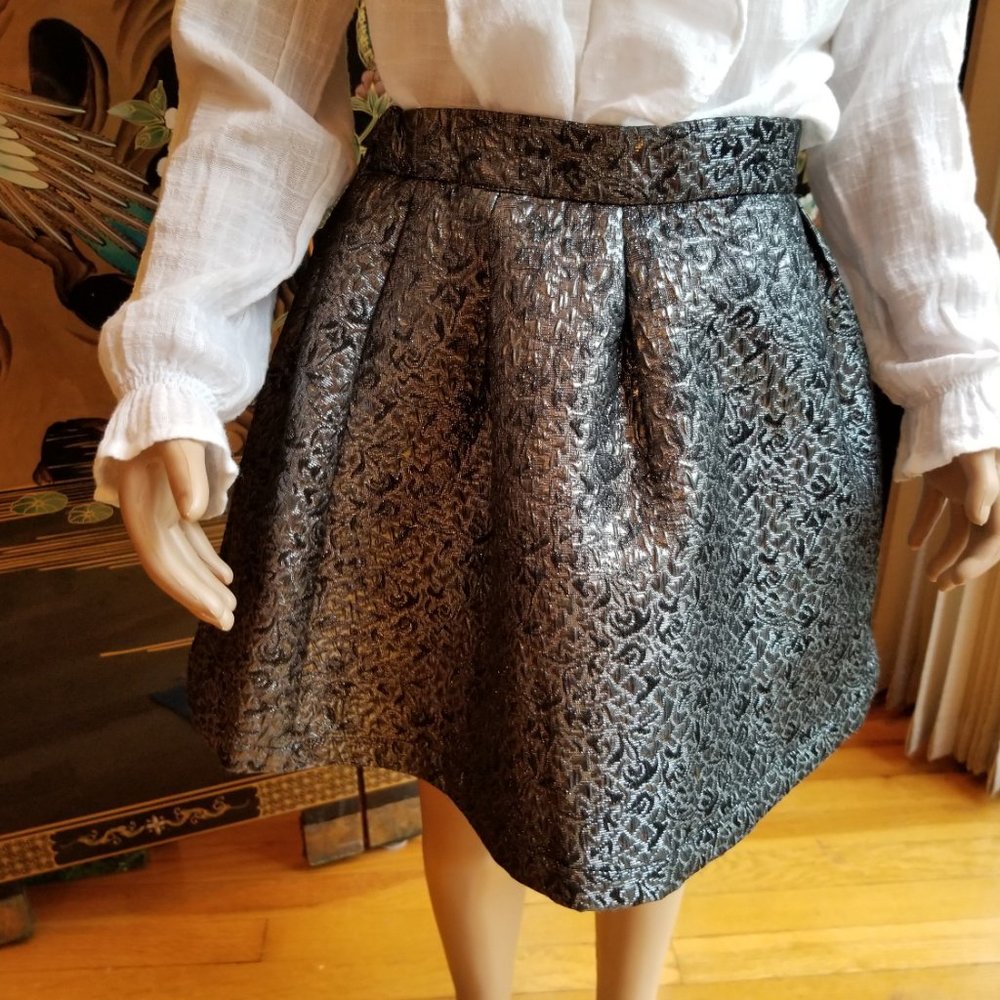 Ruby & Bloom Size 8 Gray Solid Brocade Skirt